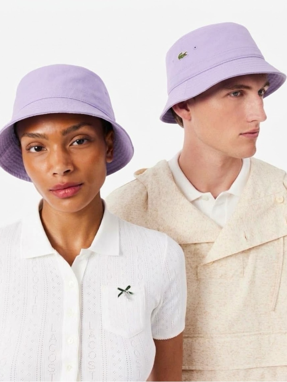 Lacoste Organic Cotton Piqué Bucket Hat - Lavender / Light Purple - Size Large